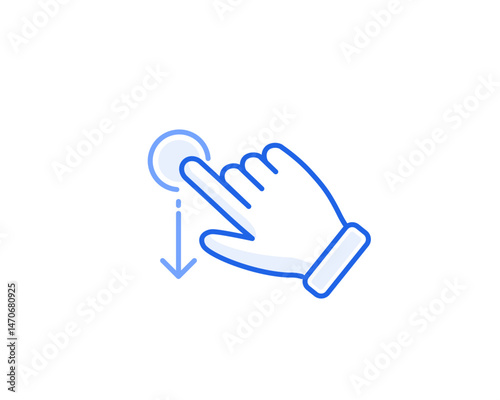  swipe down gesture icon blue outline vector for gui interaction