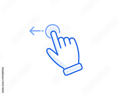 swipe left gesture icon blue outline vector for gui interaction