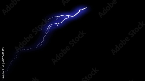 Lightning on transparent background. Alpha channel. Flash. Striking lightening.