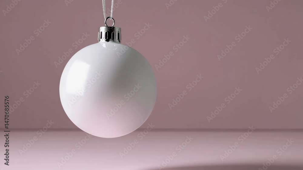 Swaying white ornament against soft pink background Swaying white ornament against soft pink background