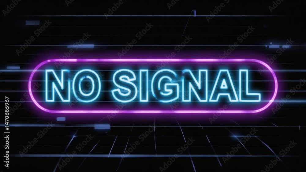 Neon No Signal Alert on Digital Background