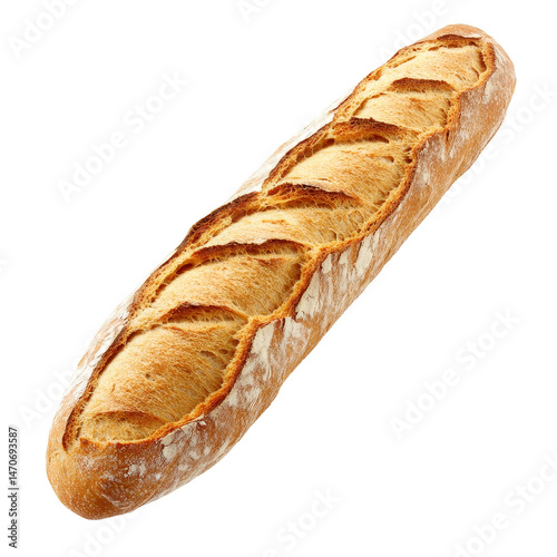 Freshly baked French baguette isolated on a transparent background perfect for culinary presentations and delicious meals, French baguette isolated