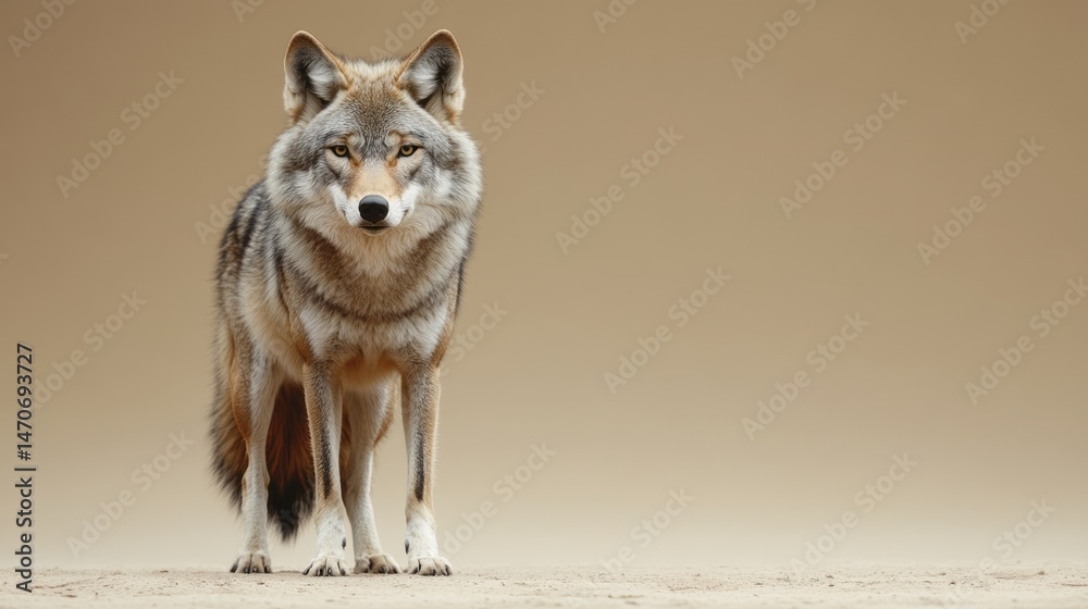 Obraz premium Gray wolf in a simple setting.