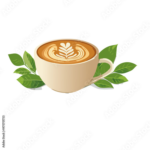 cup of coffee with leaves