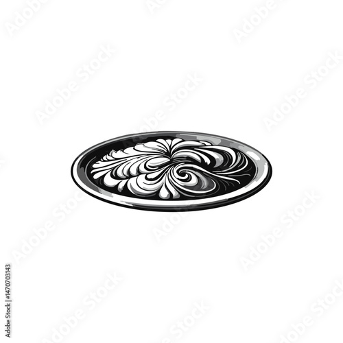 black and white round ornament