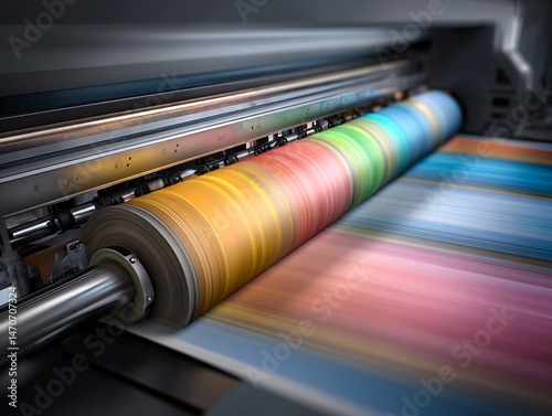 Large-Format Printing Press with Multicolored Ink Cylinders