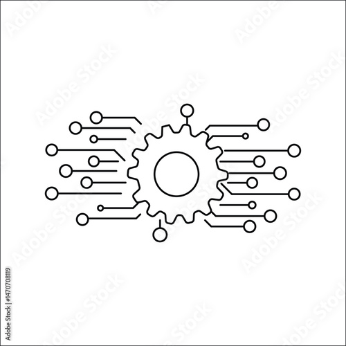 Abstract Digital Chip with Micro Circuit Lines – Modern Tech Vector for AI Concepts, Machine Learning, Network Connectivity, Innovation, and Data-Driven Technology Designs