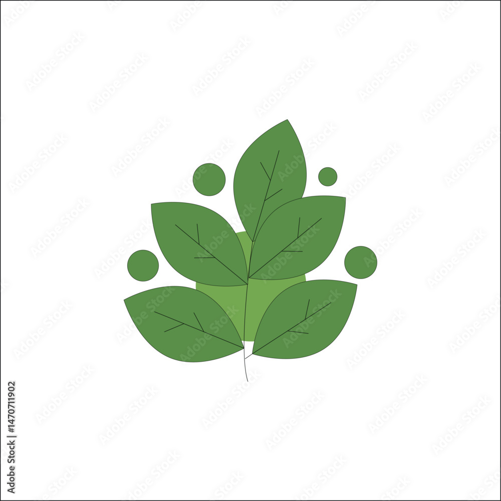 Fototapeta premium Green leaf branch vector with organic foliage elements for eco branding and botanical decoration design concepts