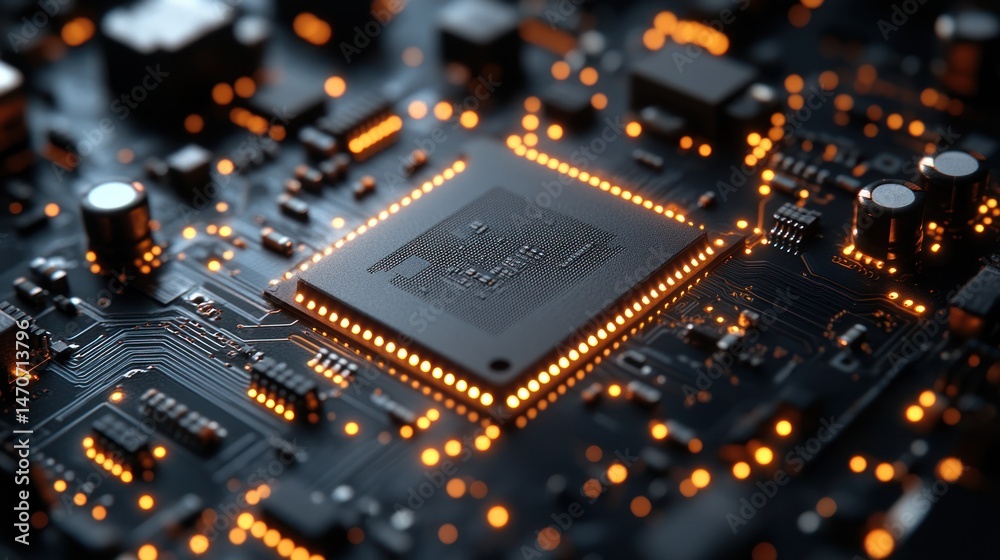 Close-up of a Modern Microprocessor Circuit Board Close-up of a Modern Microprocessor Circuit Board