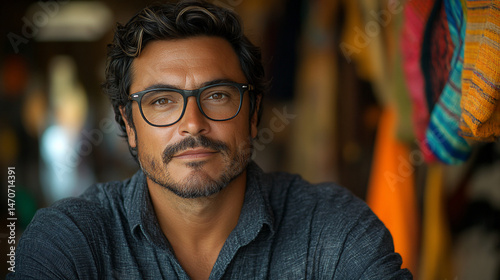 Man, Portrait, Shop, Colorful Background photo