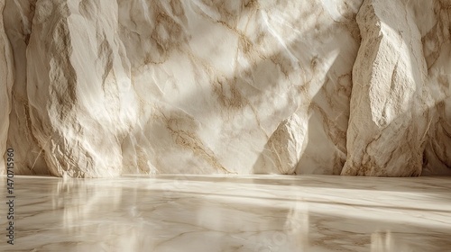 Luxurious beige sandstone marble texture with intricate details, ideal for applications like ceramic wall and floor tiles or 3D PBR materials.