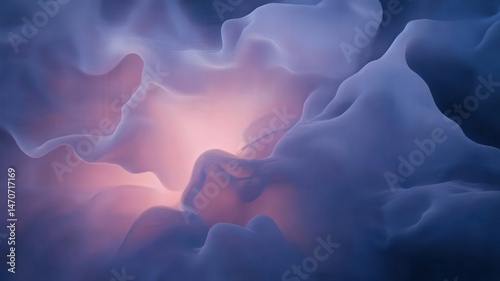 Abstract Swirling Pastel Clouds with Pink Glow