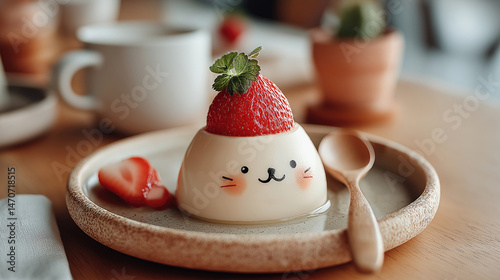 Obraz na płótnie Strawberry dessert in decorative dish w salonie