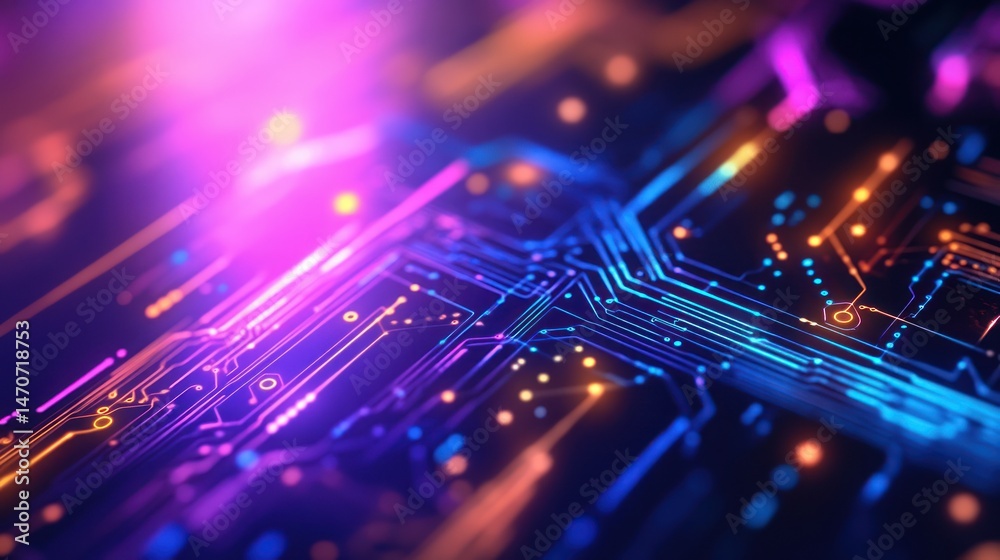 Obraz premium Abstract circuit board design, vibrant colors