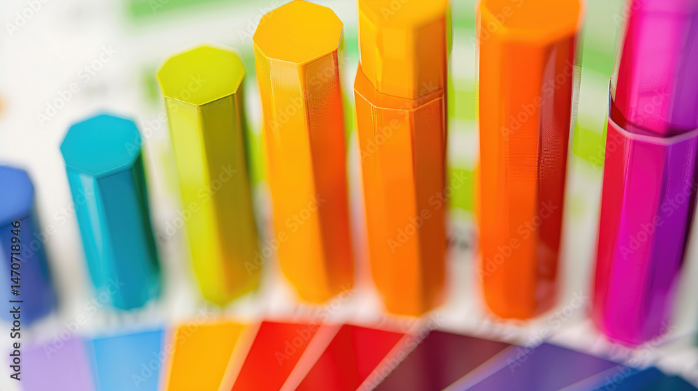 Colorful crayon stack closeup