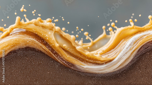 Obraz na płótnie Caramel cream liquid splash w salonie