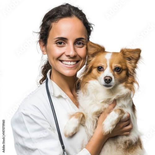 Veterinarian holding a dog