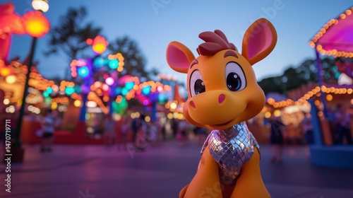 the primary subject is a cartoon horse like character, positioned prominently in the foreground