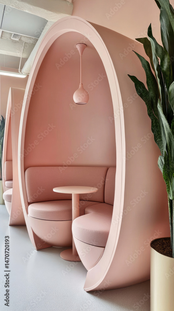 Pink upholstered seating area in modern interior