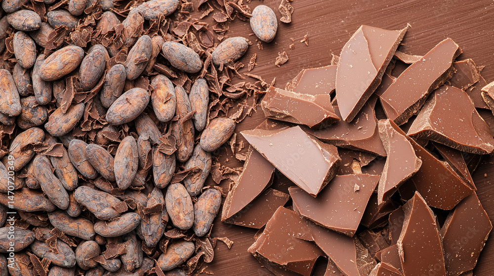 Chocolate pieces and seeds food ingredients