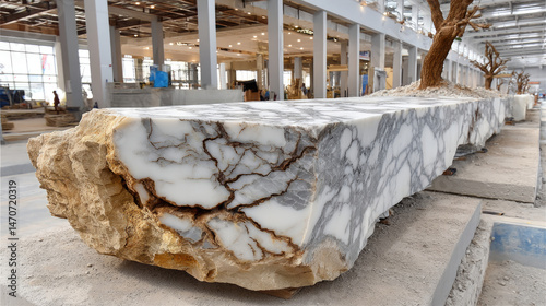 Obraz na płótnie Large stone slab displayed in museum w salonie