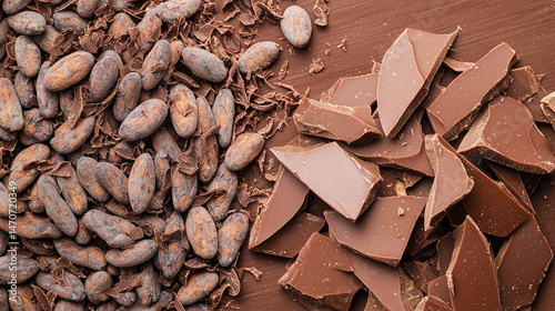 Obraz na płótnie Chocolate pieces and seeds food ingredients w salonie