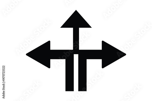 three way direction arrow icon, vector arrow icon.
