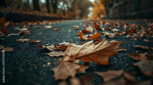 autumn leaves on the road