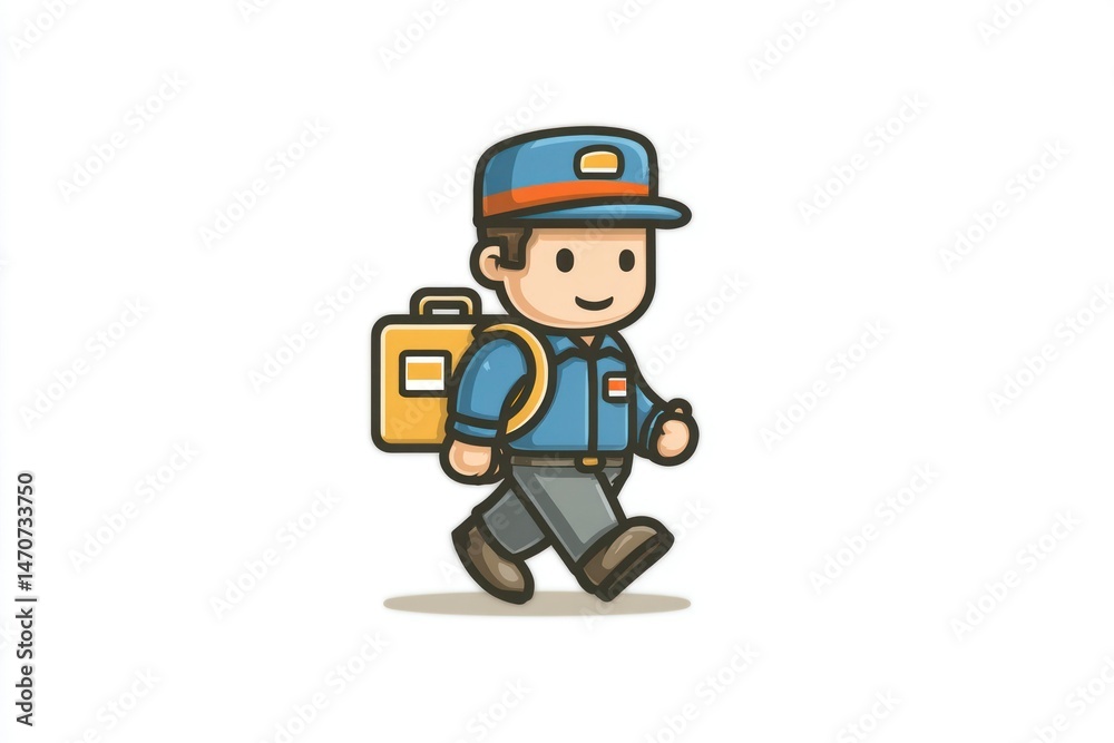 A cheerful worker carrying a toolbox ready for any job or repair task A cheerful worker carrying a toolbox ready for any job or repair task