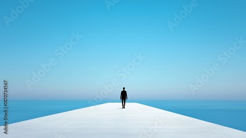 Man Walking on a Penrose Triangle Surreal Concept 8k