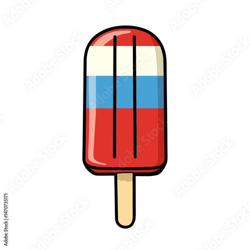 Colorful popsicle icon represents a refreshing treat enjoyed on warm days in a flat design style