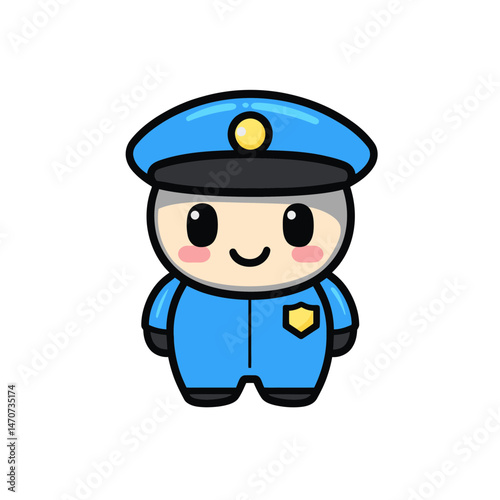 Cute cartoon police officer character in flat design for graphics, apps, or educational materials