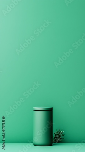 Futuristic Green Energy Battery Cylinder on Mint Green Background