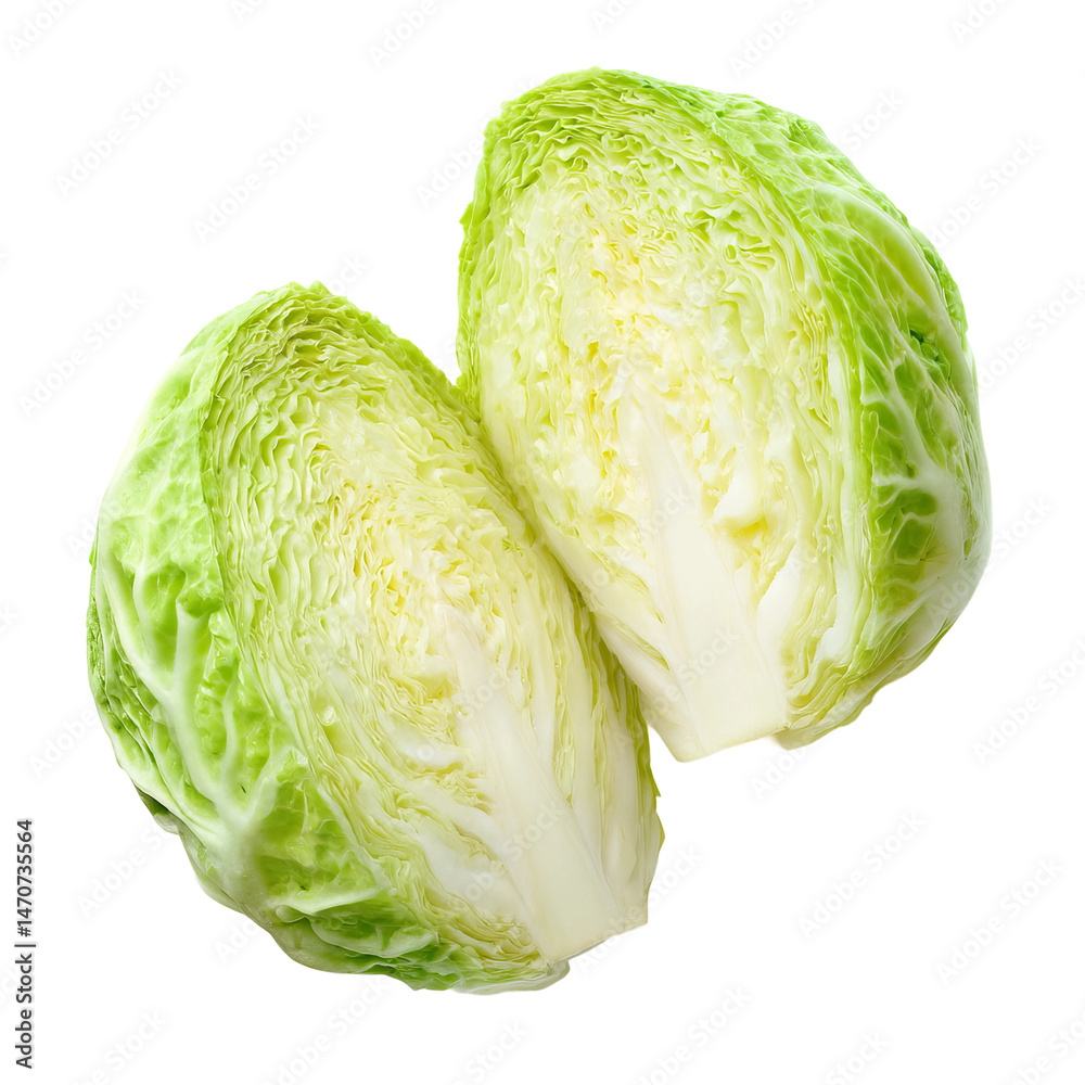 Obraz premium A freshly cut napa cabbage revealing its vibrant interior