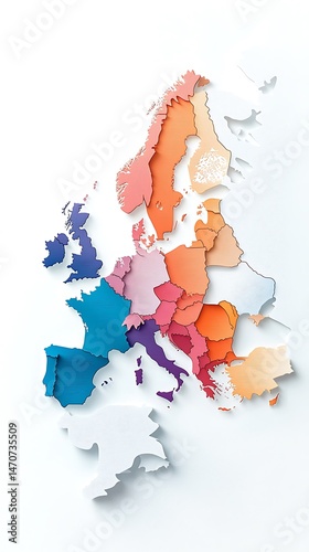 Colorful Pixelated Map of Europe