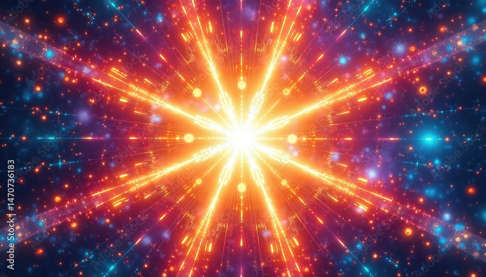 Naklejka premium Close-up of a vibrant starburst pattern in white, radiating outwards from a central point , white, graphic pattern