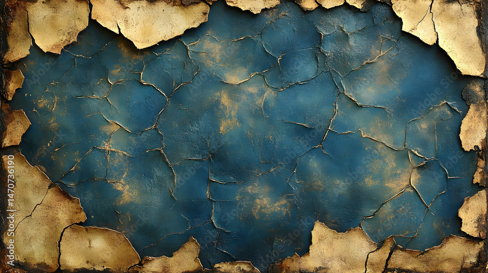 Obraz premium Cracked Blue And Gold Texture Background
