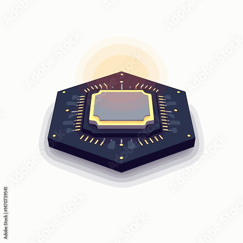 d render of modern cpu socket with gold pins