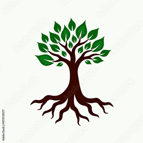 ecofriendly tree logo with green leaves on brown trunk