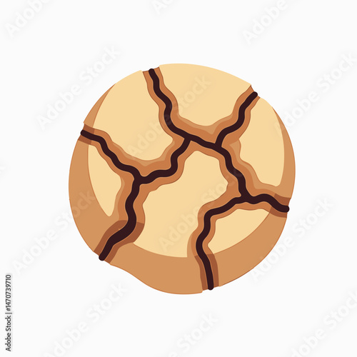 crispy chocolate pastry with cracked glaze  brown and white cookie illustration