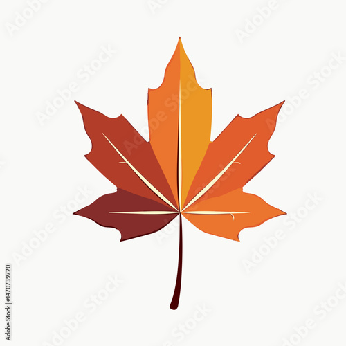 autumn maple leaf sticker  vibrant red and orange colors
