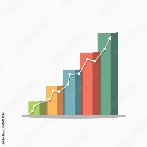colorful growth chart with arrows indicating increase in sales