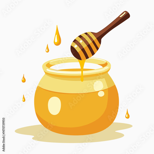 honey pot illustration with beeswax drops