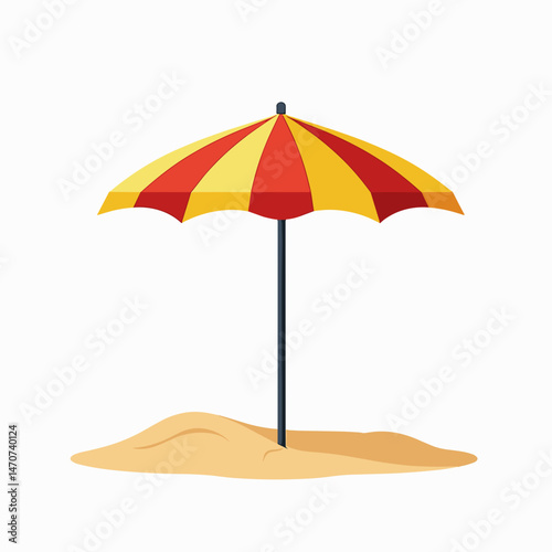 vibrant yellow umbrella on sandy beach