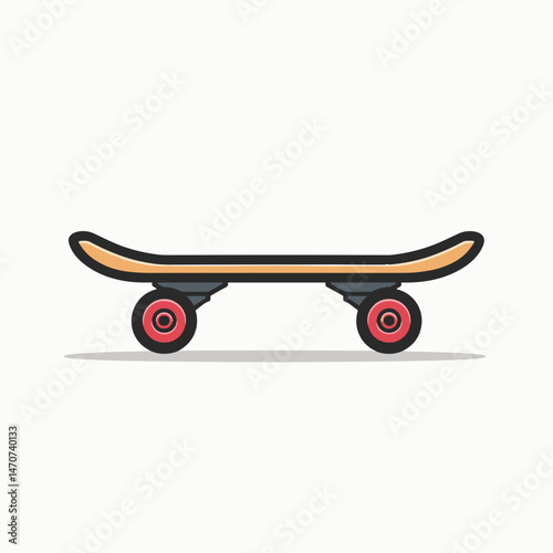 skateboard illustration with red wheels