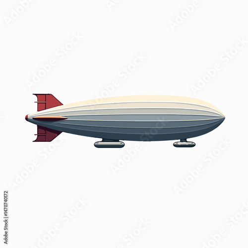 vintage airship illustration with red accents