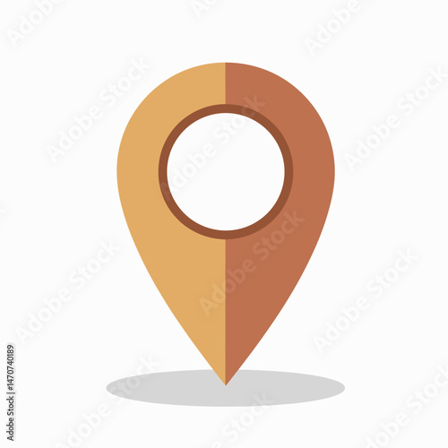 digital map location pin icon with orange and brown colors
