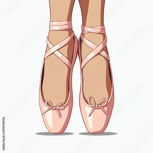 pink ballet flats with ribbon ties  female footwear illustration