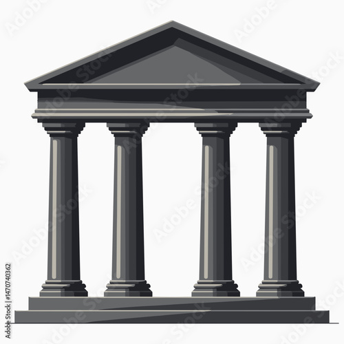 greek temple icon with black columns and white roof