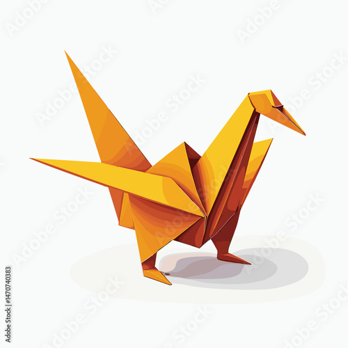 vibrant yellow origami bird with open beak
